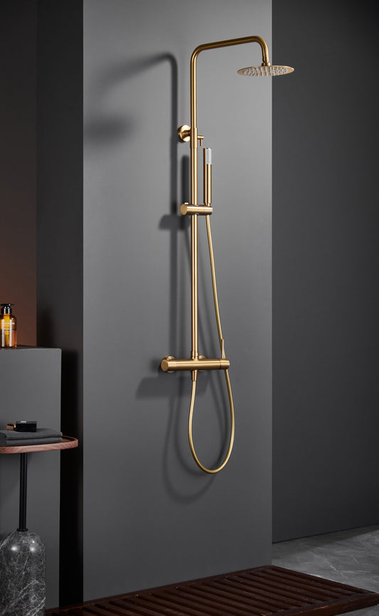 Eengreeps doucheset Monza geborsteld goud