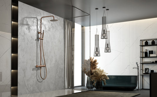 Eengreeps doucheset Monza geborsteld roségoud