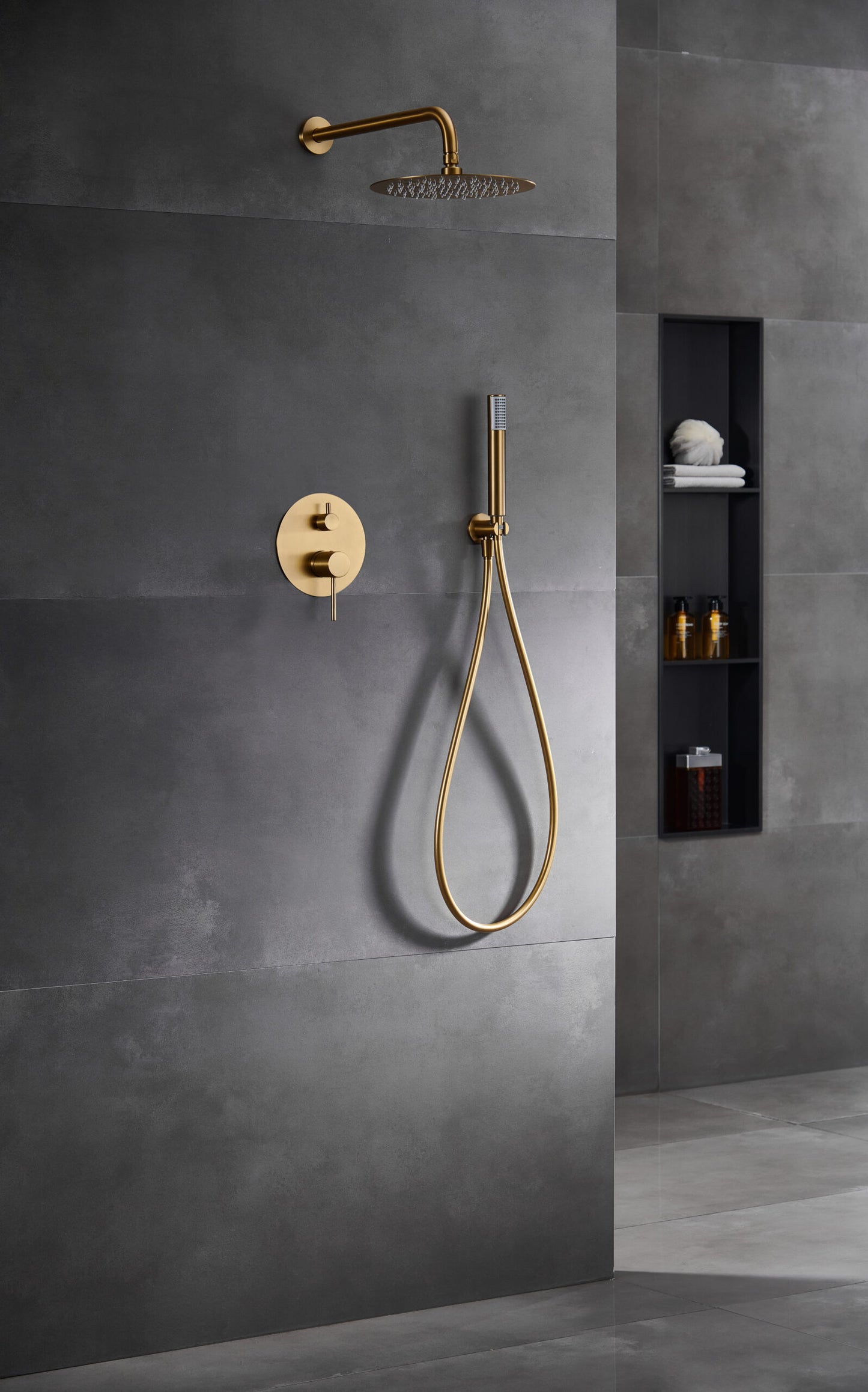 Eengreeps inbouwdoucheset Monza geborsteld goud