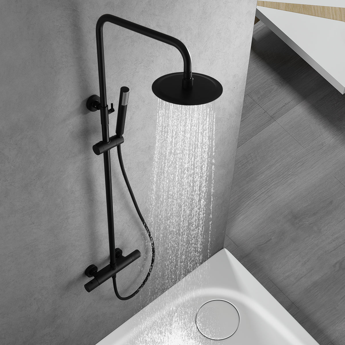 Thermostatische doucheset Line matzwart