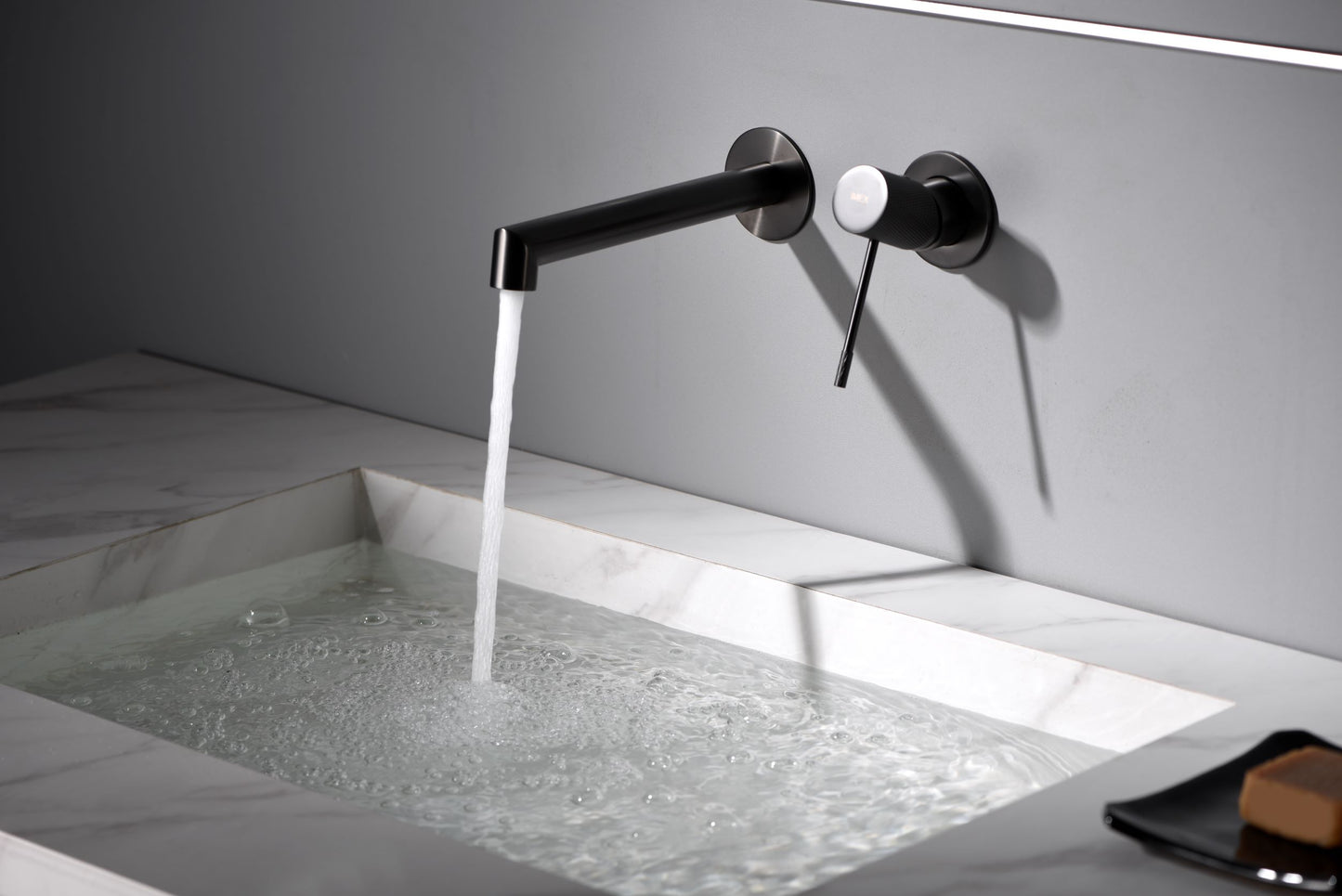 Eengreeps wastafelmengkraan inbouw Line matzwart