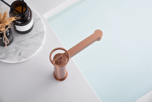 Eengreeps wastafelmengkraan Olimpo geborsteld roségoud