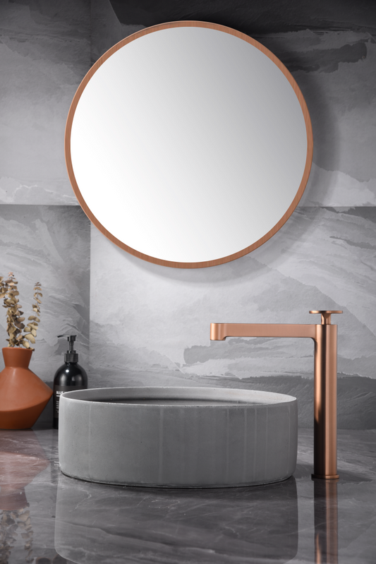 Eengreepsmengkraan voor wastafel met hoge uitloop Olimpo geborsteld roségoud