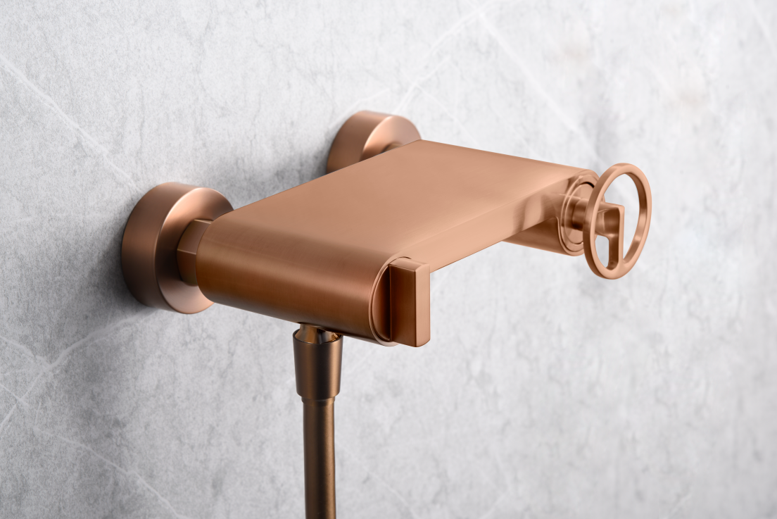 Eengreepsmengkraan voor douche Olimpo geborsteld roségoud