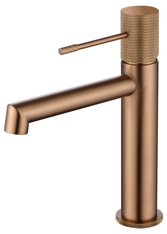 Eengreeps wastafelmengkraan Line geborsteld roze goud