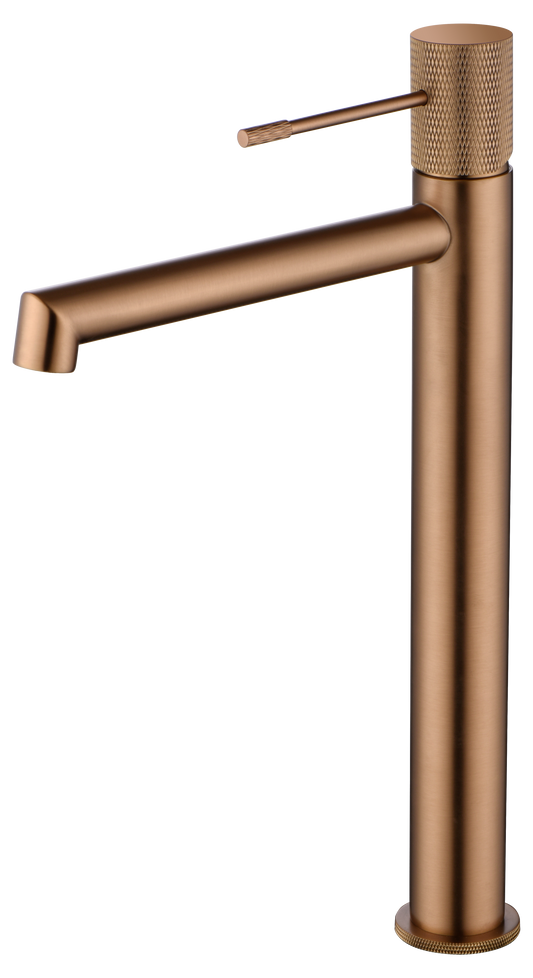 Eengreepswastafelmengkraan met hoge uitloop Line geborsteld roségoud