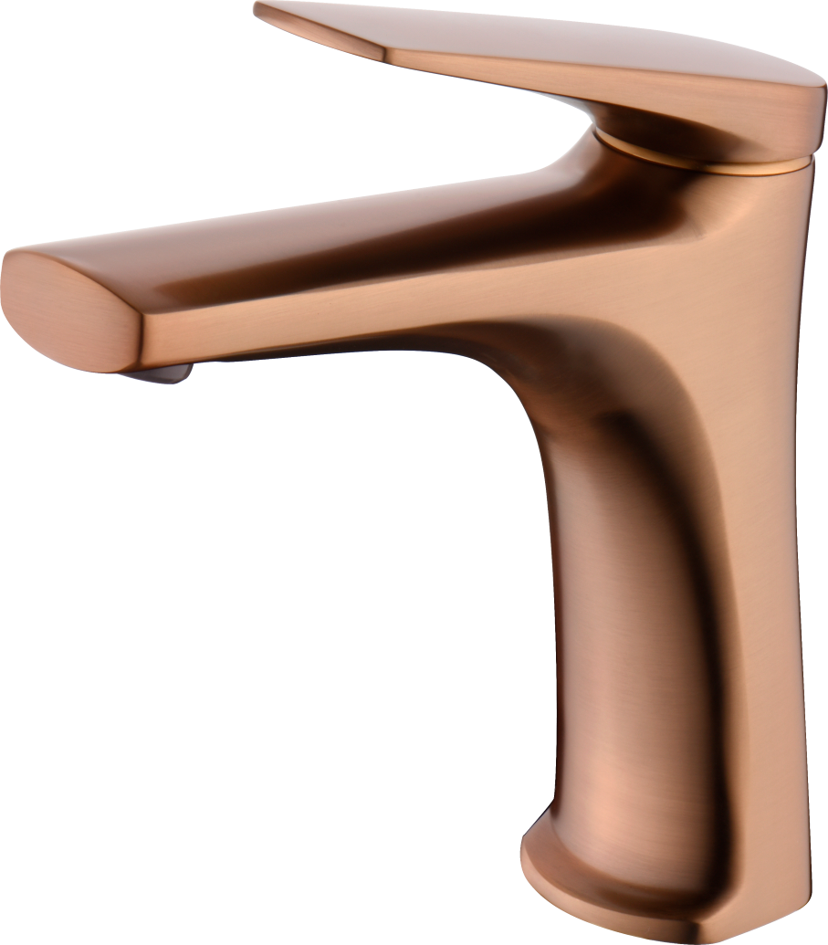 Eengreeps wastafelmengkraan Delos geborsteld roségoud