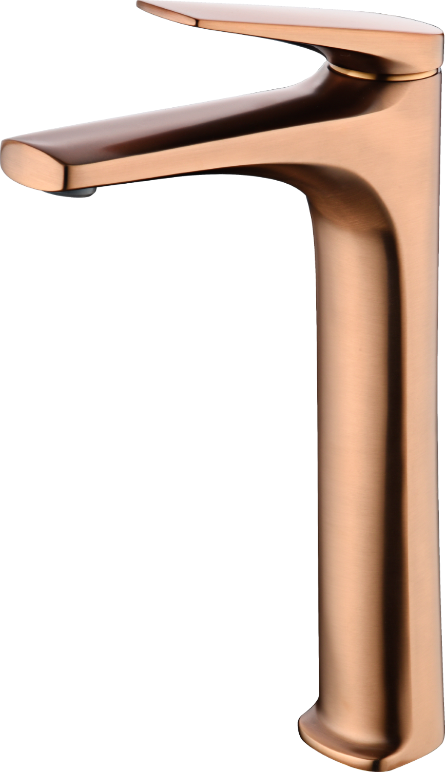 Eengreepswastafelkraan met hoge uitloop Delos geborsteld roségoud
