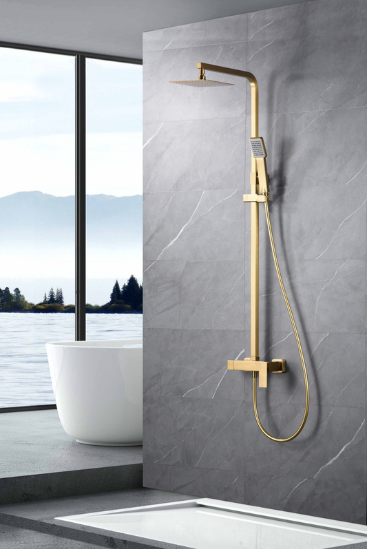 Eengreeps doucheset Pisa geborsteld goud