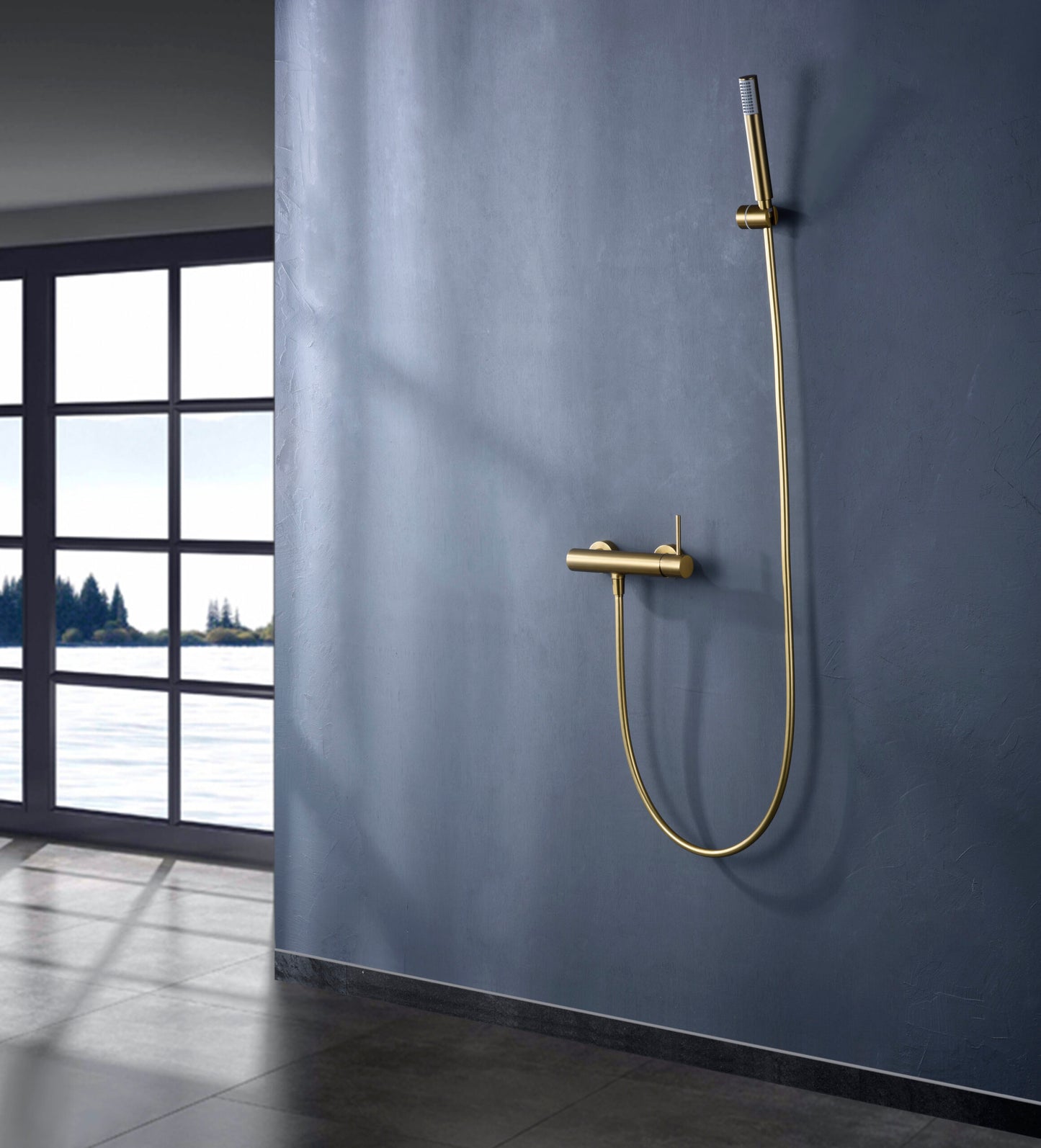 Eengreeps douchemengkraan Monza geborsteld goud