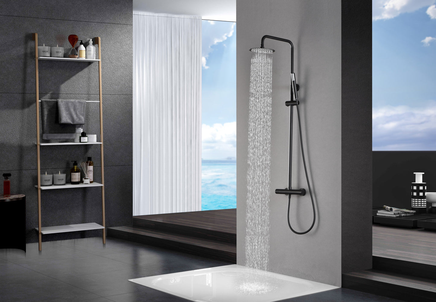 Thermostatische doucheset Monza matzwart