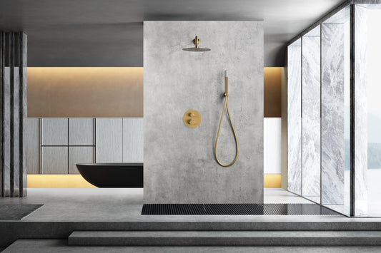 Thermostatische inbouwdoucheset Monza geborsteld goud