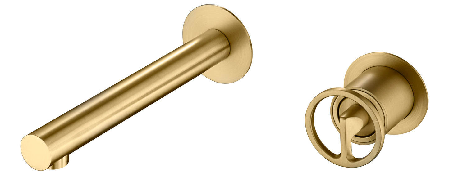 Eengreeps inbouw wastafelmengkraan Olimpo geborsteld goud