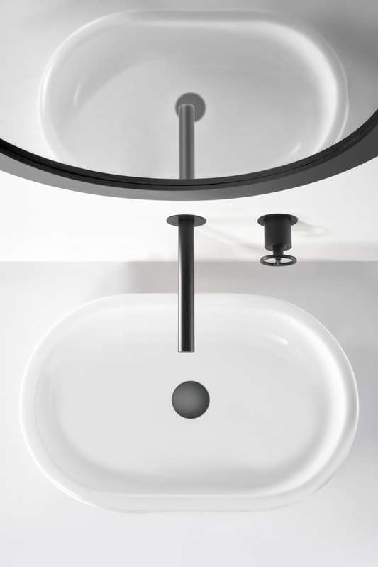 Eengreeps mengkraan voor inbouw wastafel Olimpo matzwart