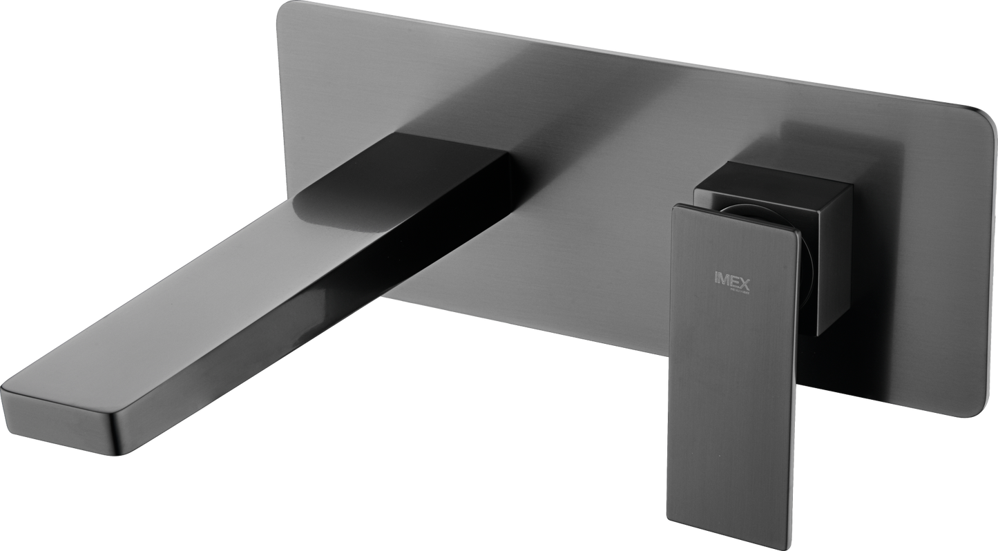 Eengreeps mengkraan voor inbouw wastafel Pisa zwart gun metal