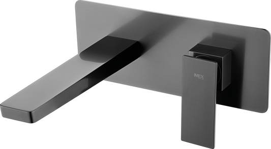 Eengreeps mengkraan voor inbouw wastafel Pisa zwart gun metal