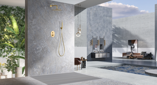 Inbouwdoucheset Olimpo geborsteld goud