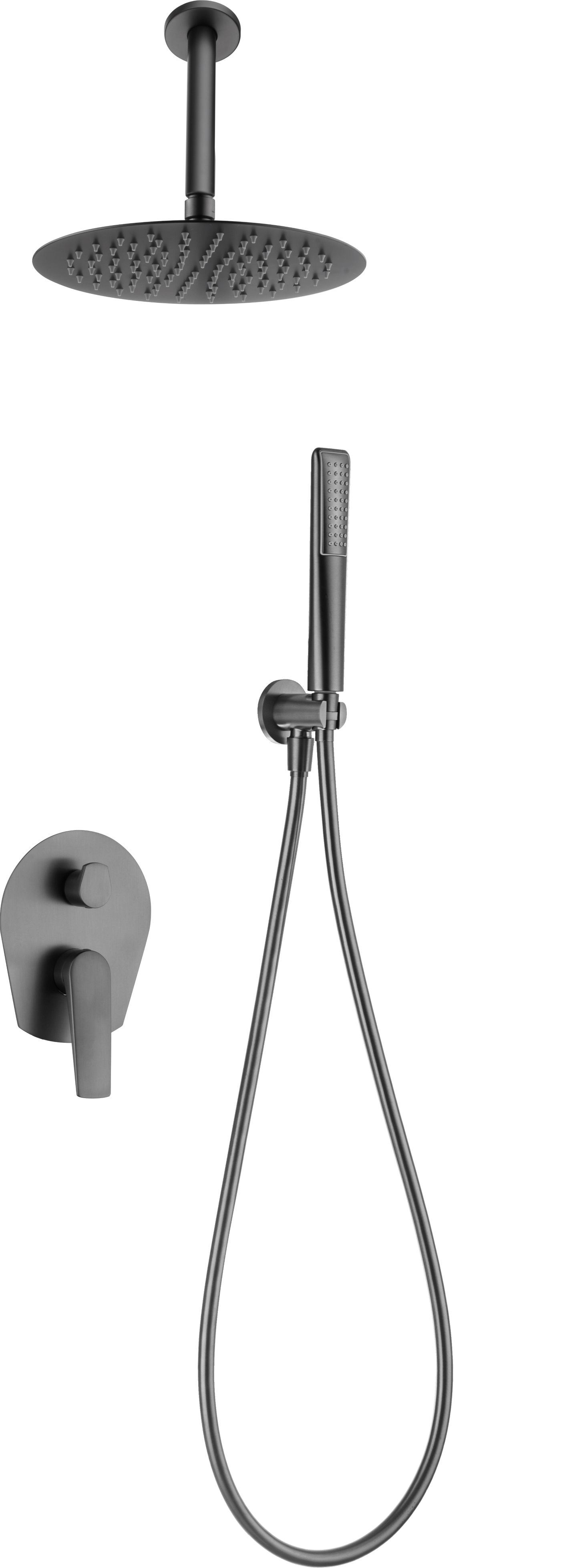 Eengreeps inbouwdoucheset Paros black gun metal