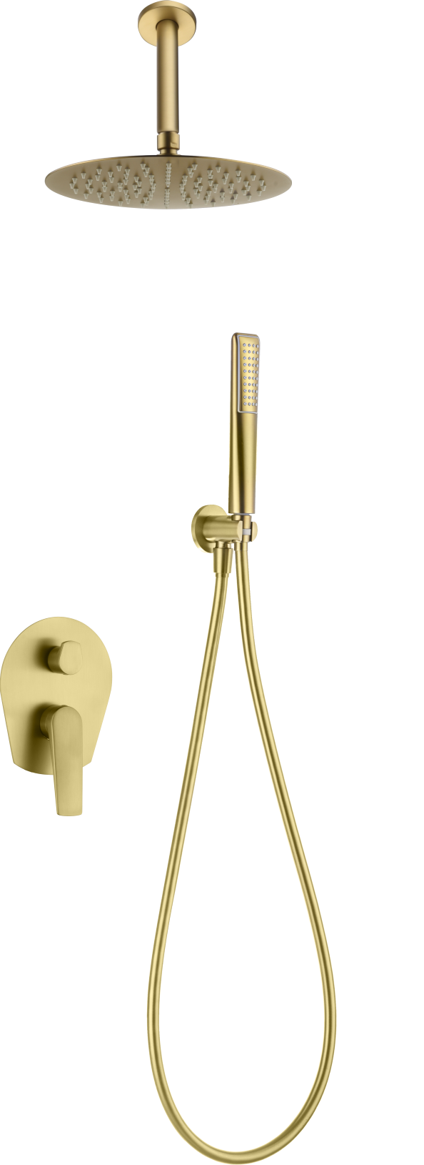 Eengreeps inbouwdoucheset Paros geborsteld goud