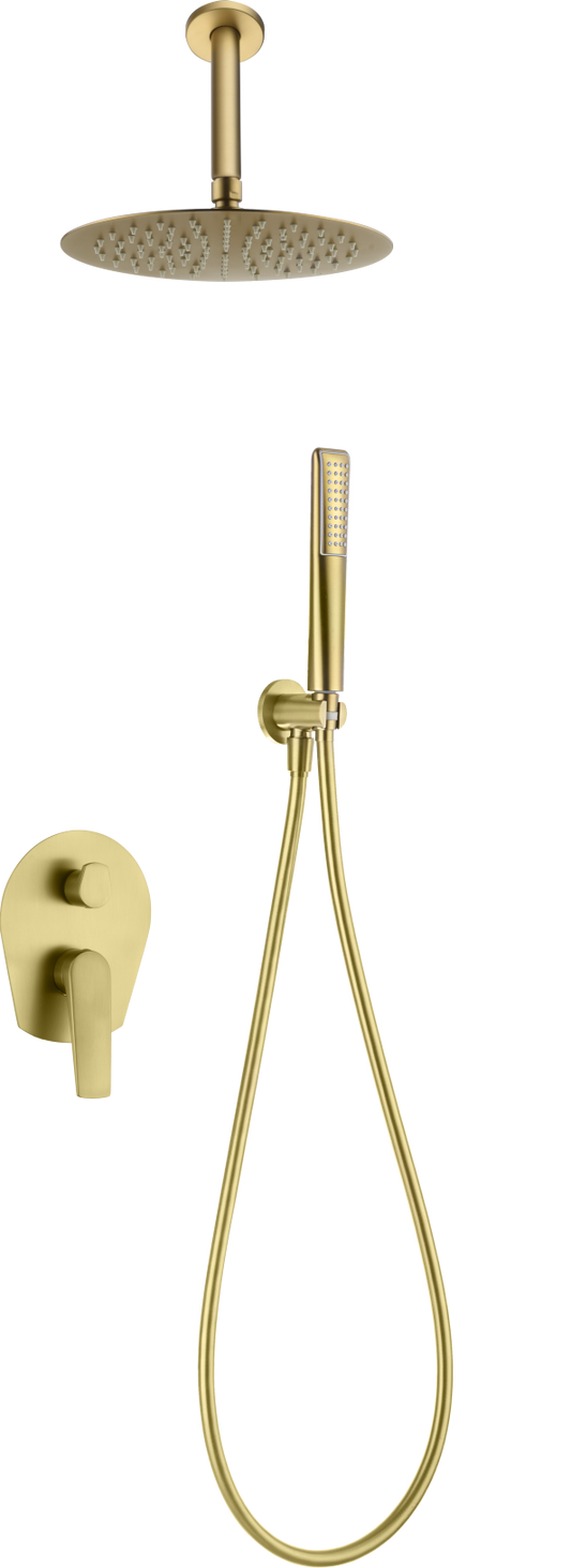 Eengreeps inbouwdoucheset Paros geborsteld goud