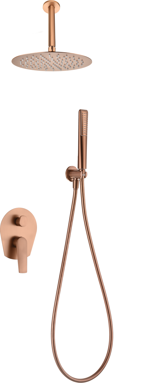 Eengreeps inbouwdoucheset Paros geborsteld roségoud