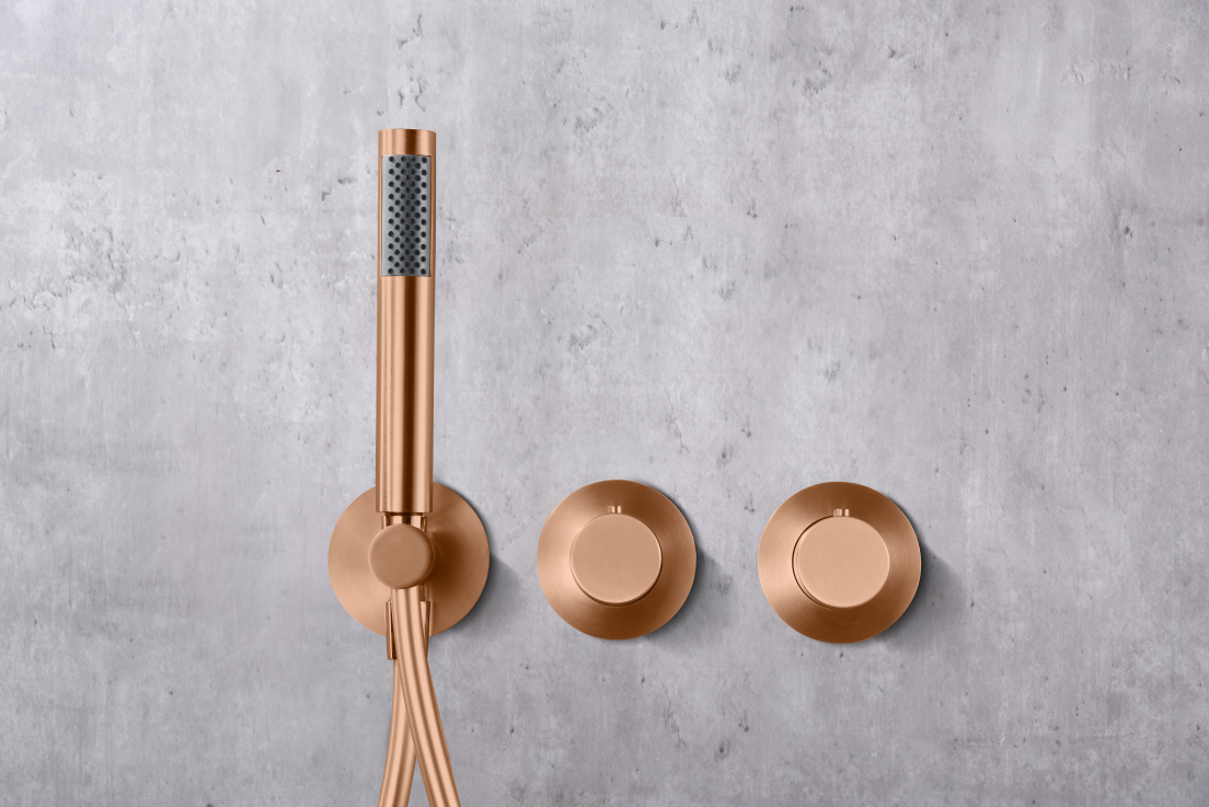 Thermostatische inbouwdoucheset Assen geborsteld roségoud