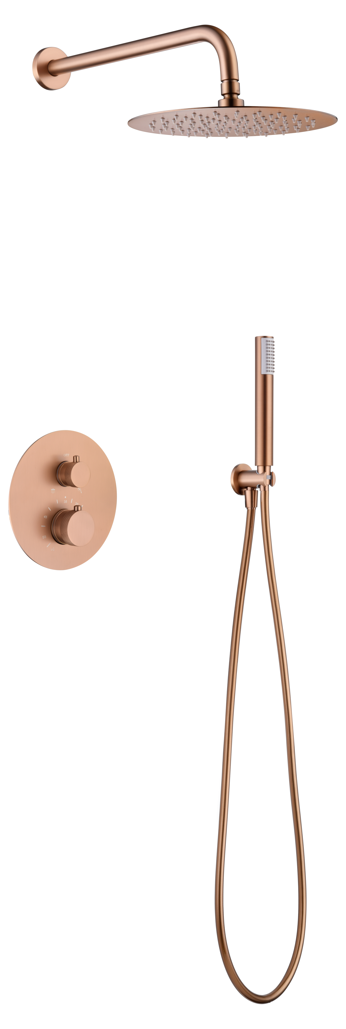 Thermostatische douche-inbouwset Line geborsteld roségoud