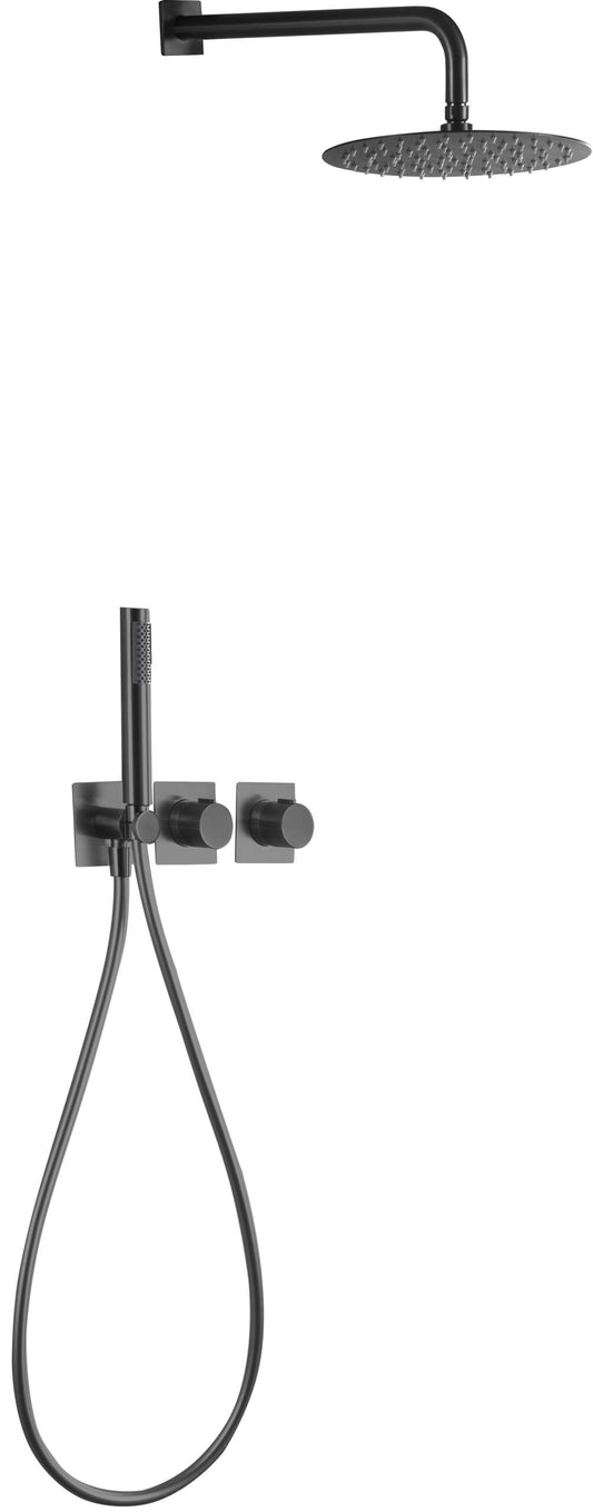 Thermostatische inbouwdoucheset Tibet zwart gun metal