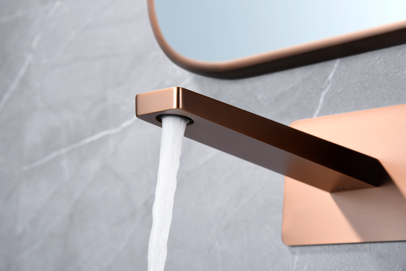 Eengreeps inbouw wastafelmengkraan Pisa geborsteld roségoud