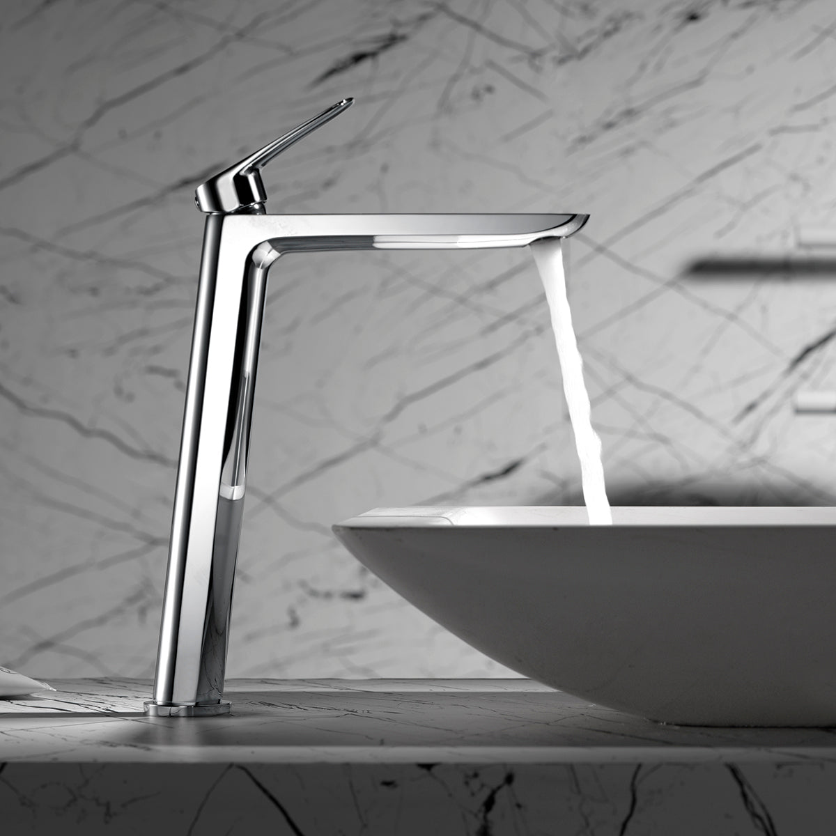 Eengreeps mengkraan voor inbouw wastafel met hoge uitloop Belgica