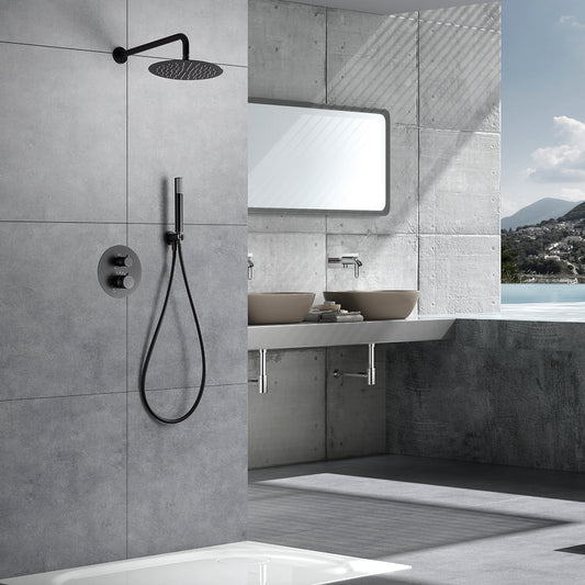 Thermostatische inbouwdoucheset Line black gun metal