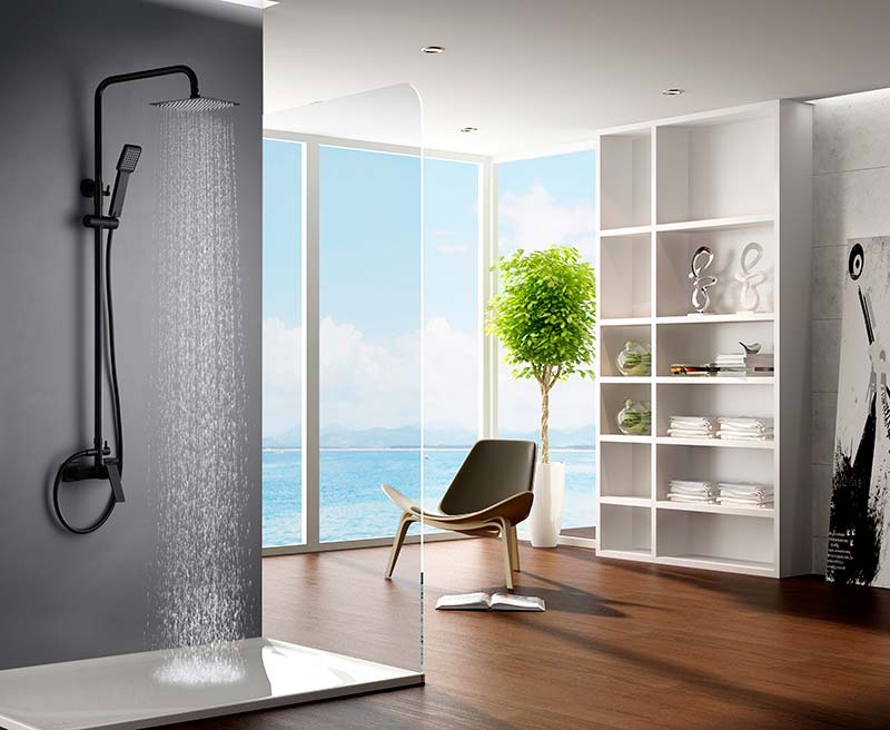 Eengreeps doucheset Art mat zwart