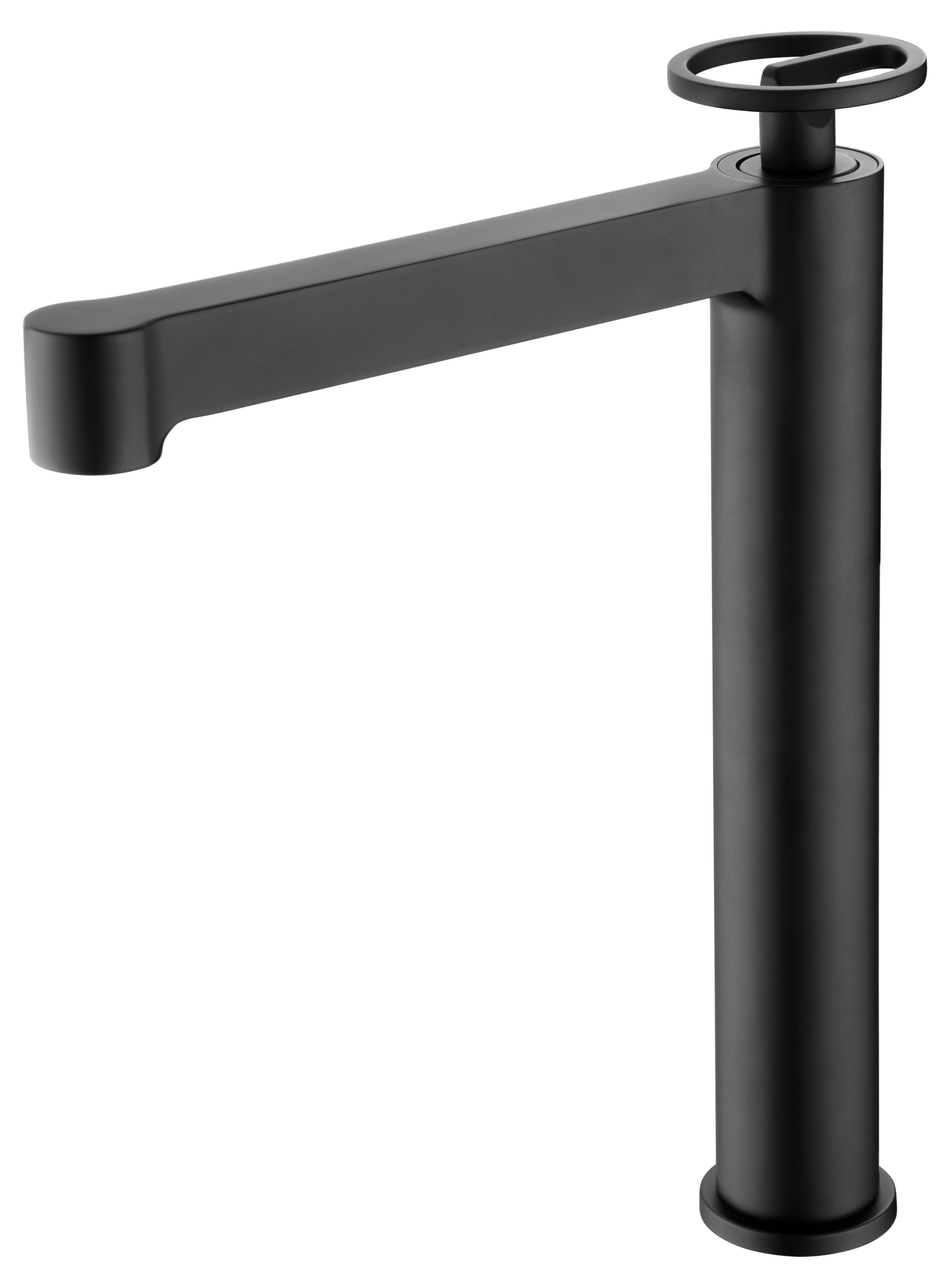 Eengreeps wastafelmengkraan met hoge uitloop Olimpo matzwart