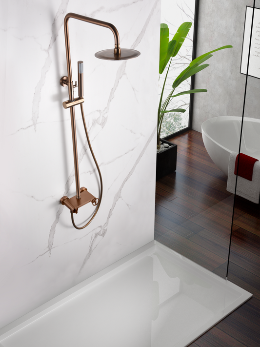 Eengreeps doucheset Olimpo geborsteld roségoud