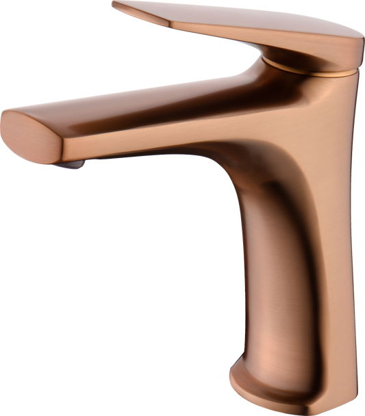 Eengreeps wastafelmengkraan Delos geborsteld roségoud