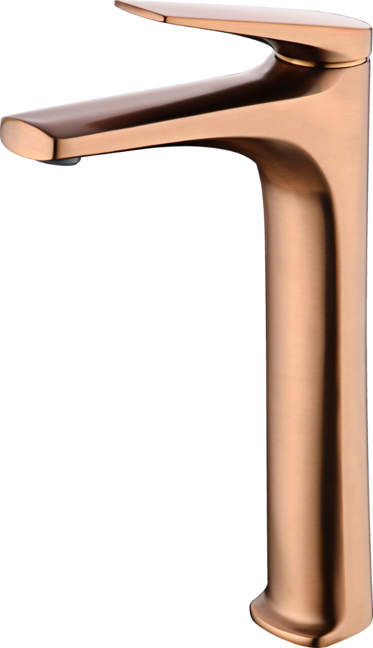 Eengreepswastafelkraan met hoge uitloop Delos geborsteld roségoud