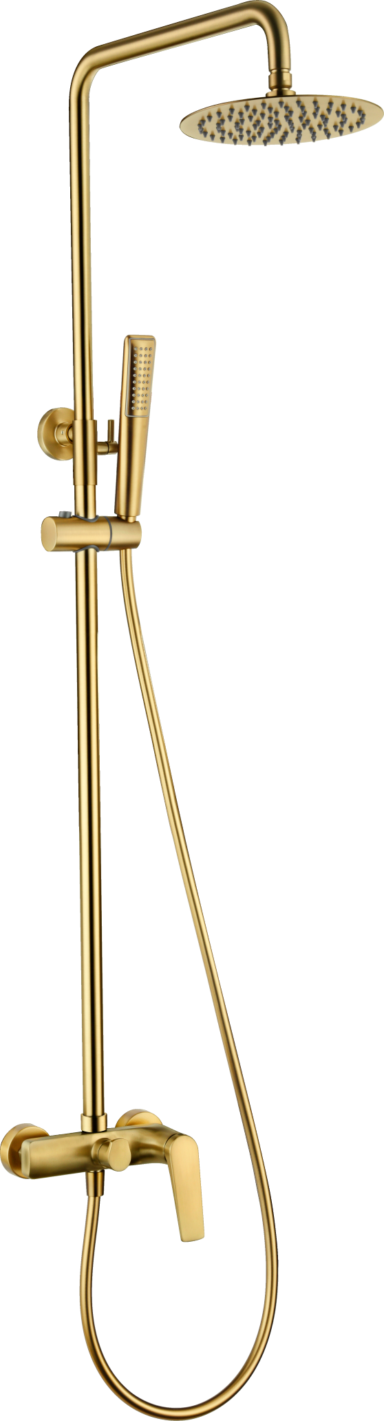 Delos doucheset met één hendel, geborsteld goud