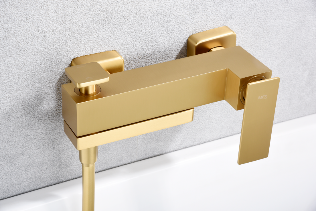 Eengreeps mengkraan voor bad/douche Pisa geborsteld goud