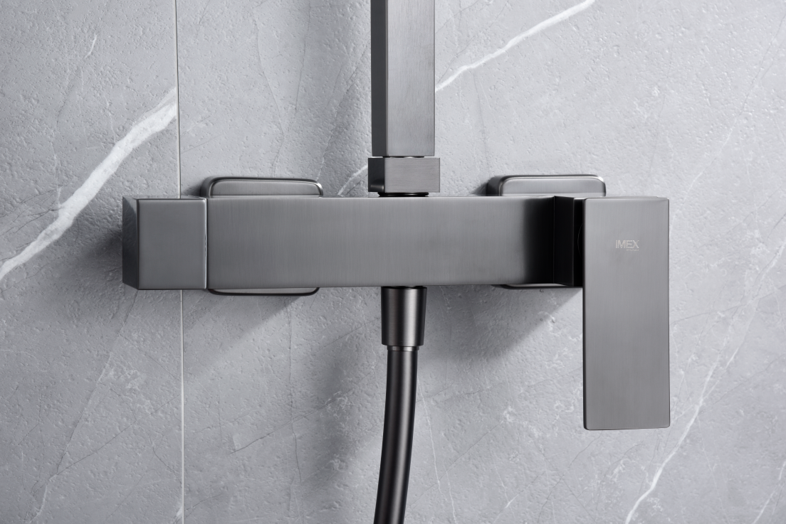 Doucheset met eengreepsmengkraan Pisa zwart gun metal