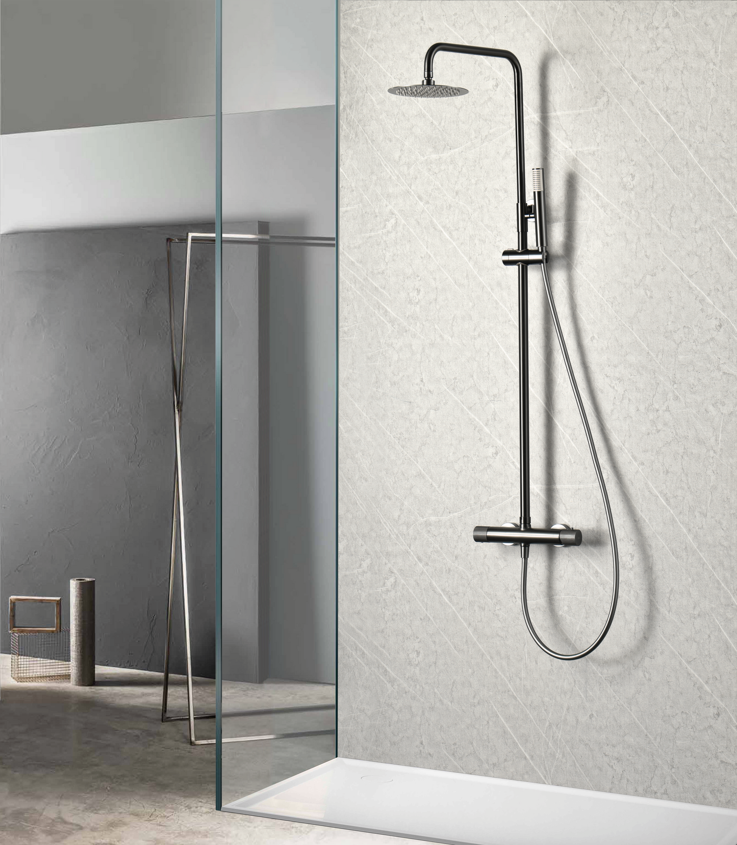 Thermostatische doucheset Line black gun metal