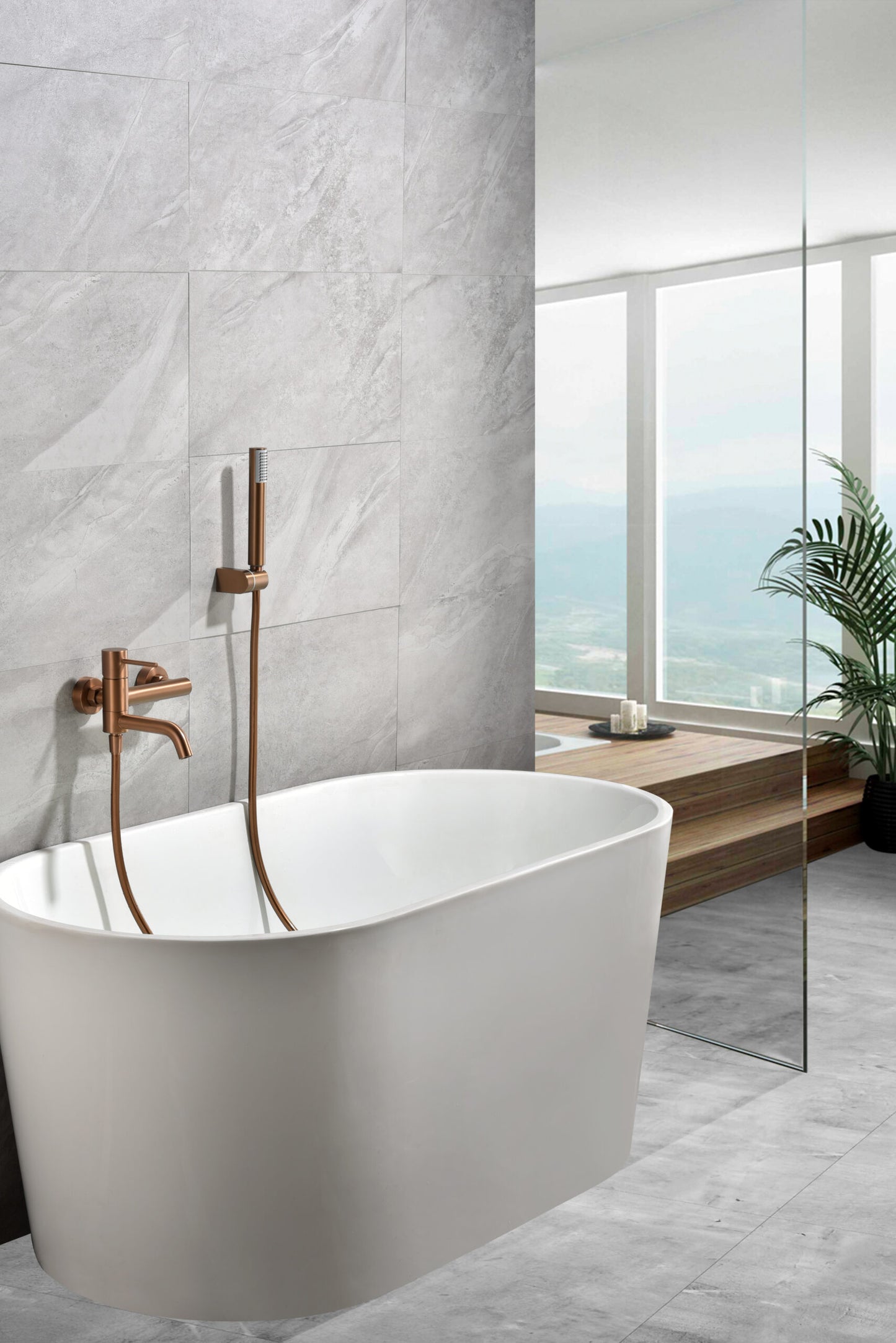 Eengreepsbad/douchekraan Monza geborsteld roségoud