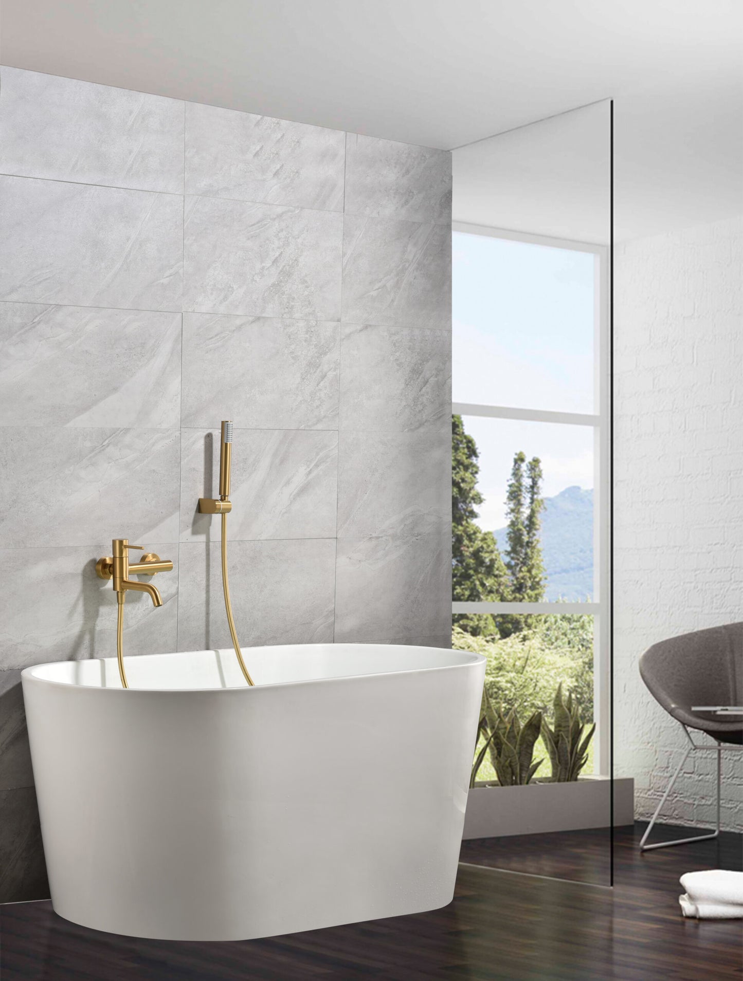 Eengreeps bad/douchemengkraan Monza geborsteld goud