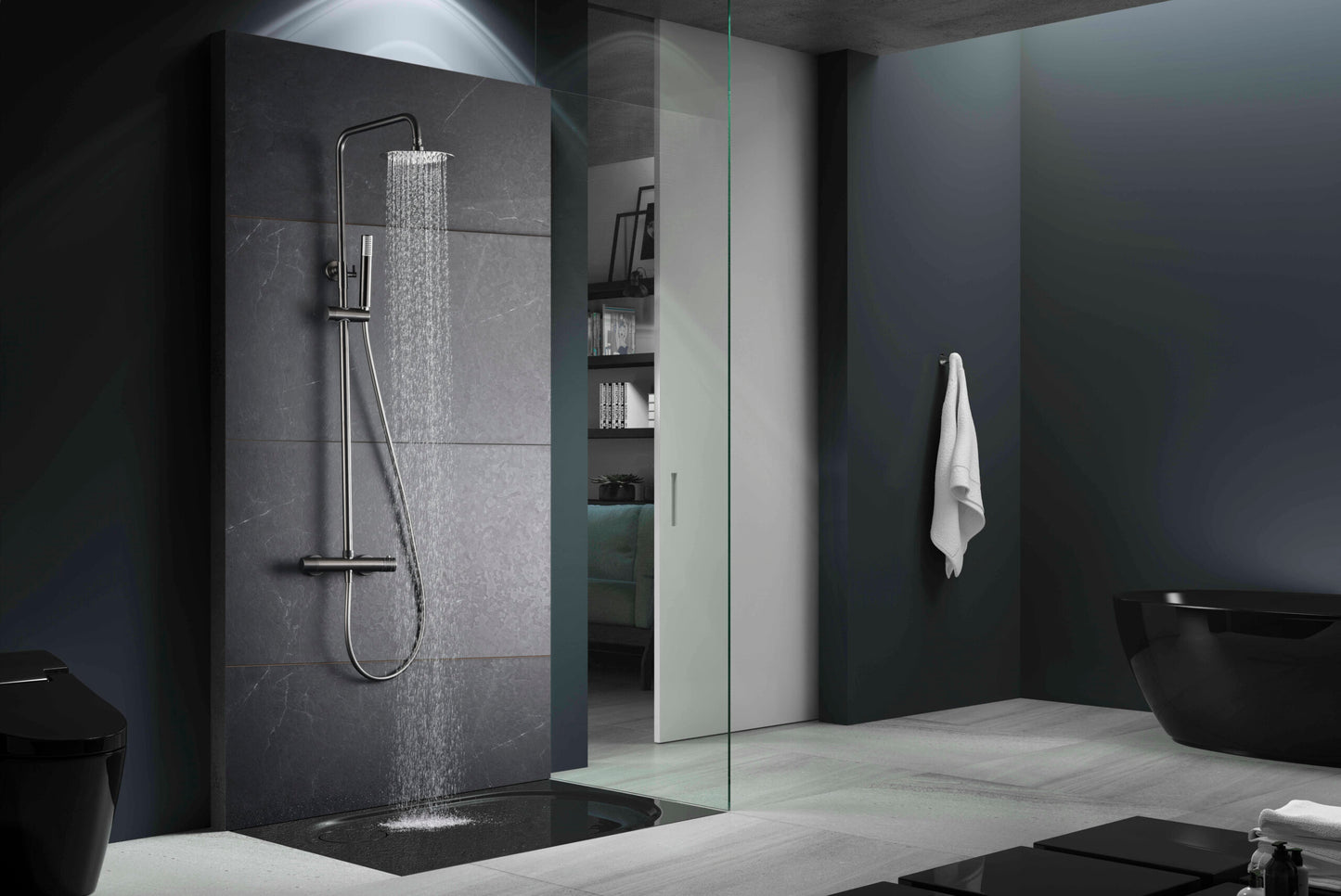 Thermostatische doucheset Monza black gun metal