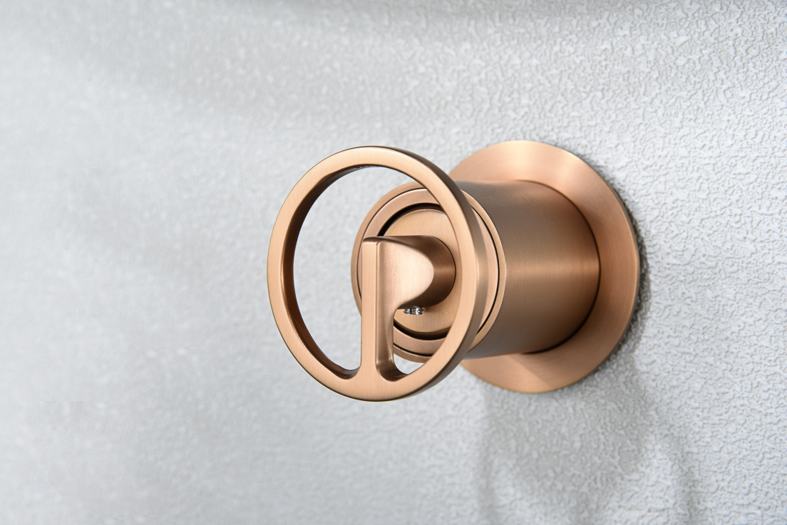 Eengreeps mengkraan voor wastafel, inbouw, Olimpo, geborsteld roségoud