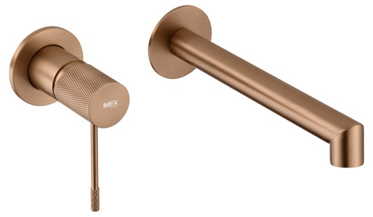 Eengreeps wastafelmengkraan inbouw Line geborsteld roségoud