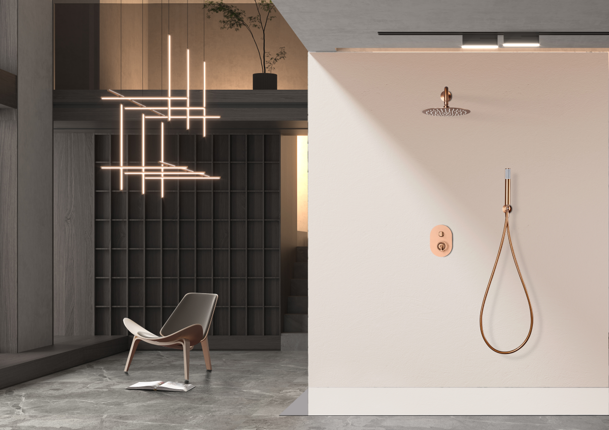 Inbouwdoucheset Olimpo geborsteld roségoud