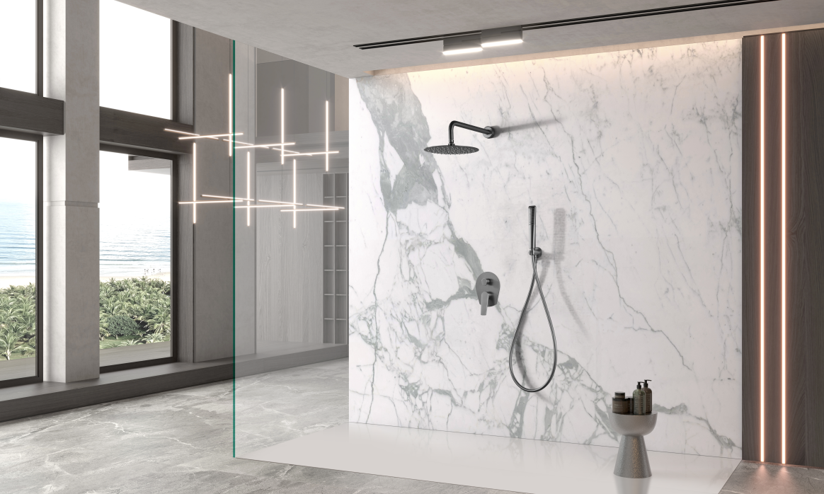 Delos inbouw douchekraan black gun metal