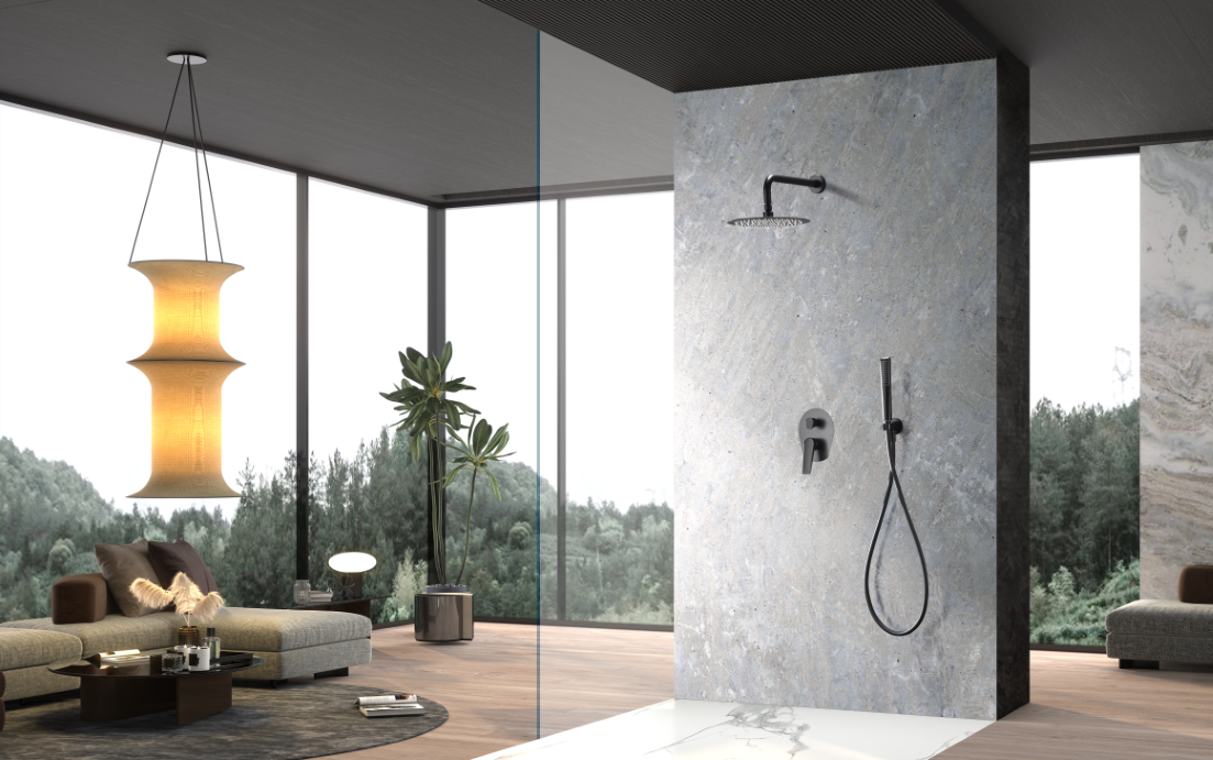 Delos inbouwdoucheset met één hendel, matzwart