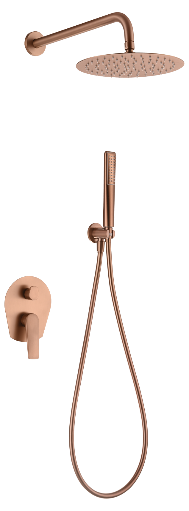 Eengreeps inbouwdoucheset Delos geborsteld roségoud