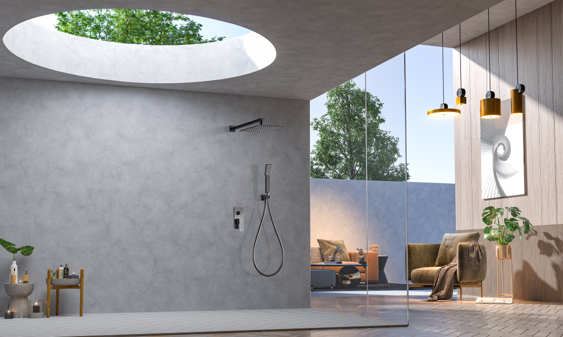 Inbouw eengreeps doucheset Pisa black gun metal